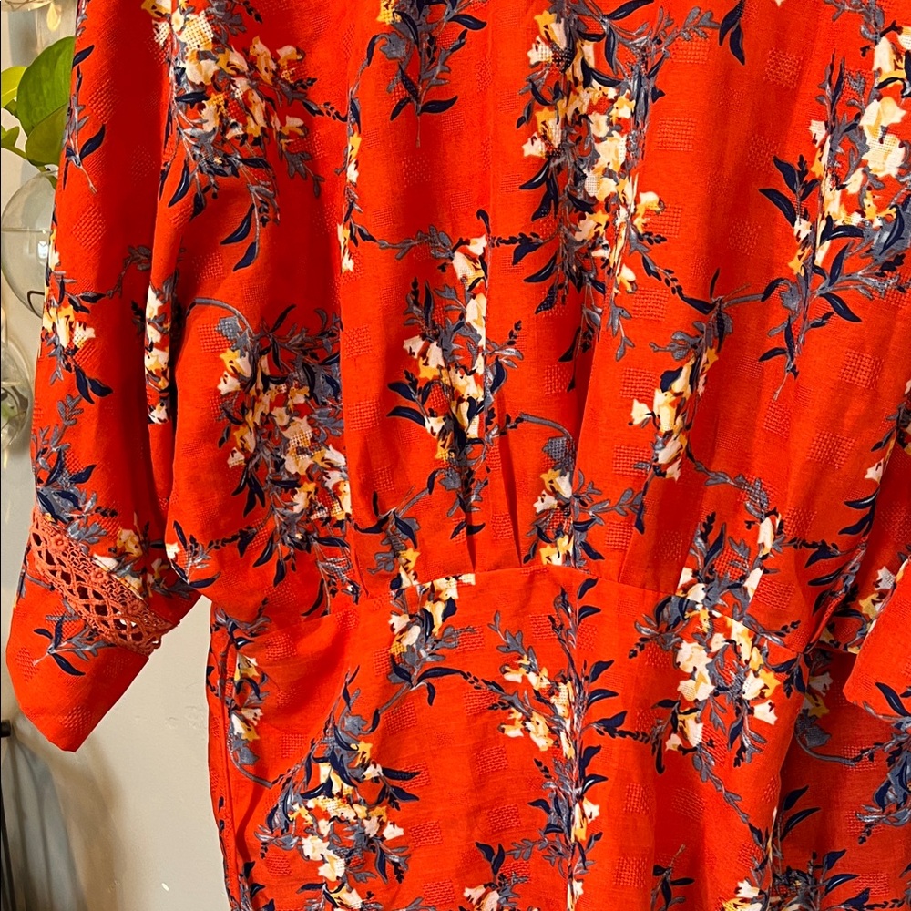 Vici Vibrant Orange Floral Kimono - Picture 8 of 10
